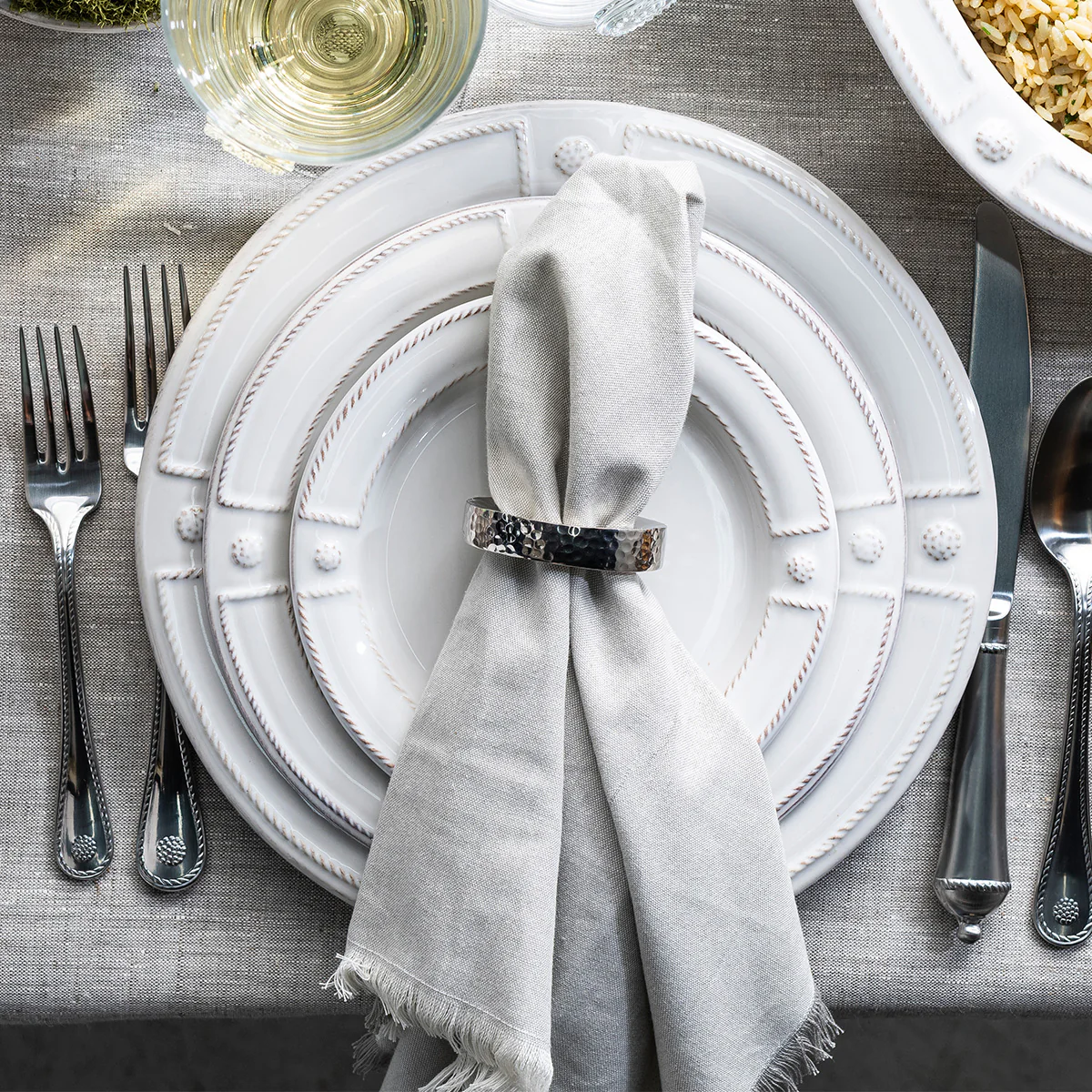 Berry & Thread French Panel Dinner Plate - Whitewash